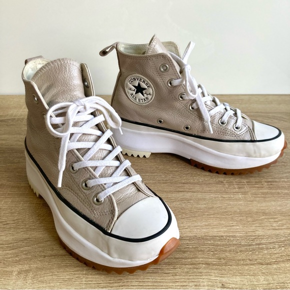 Converse Metallic Pink Leather high top Run Star Hike - Picture 1 of 9